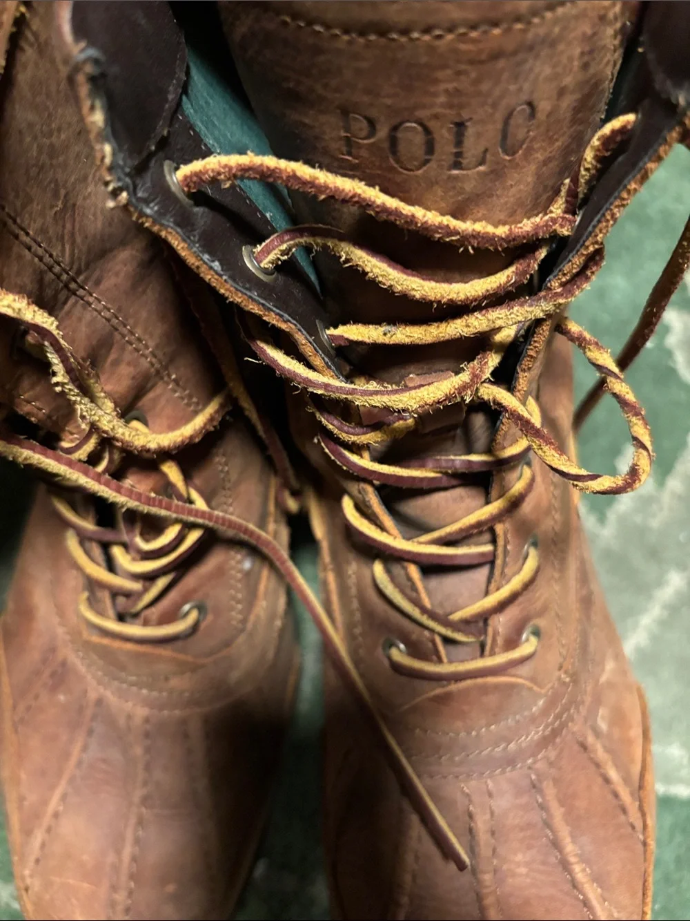 Polo by Ralph Lauren Chestnut Brown Leather Lace-Up Boots